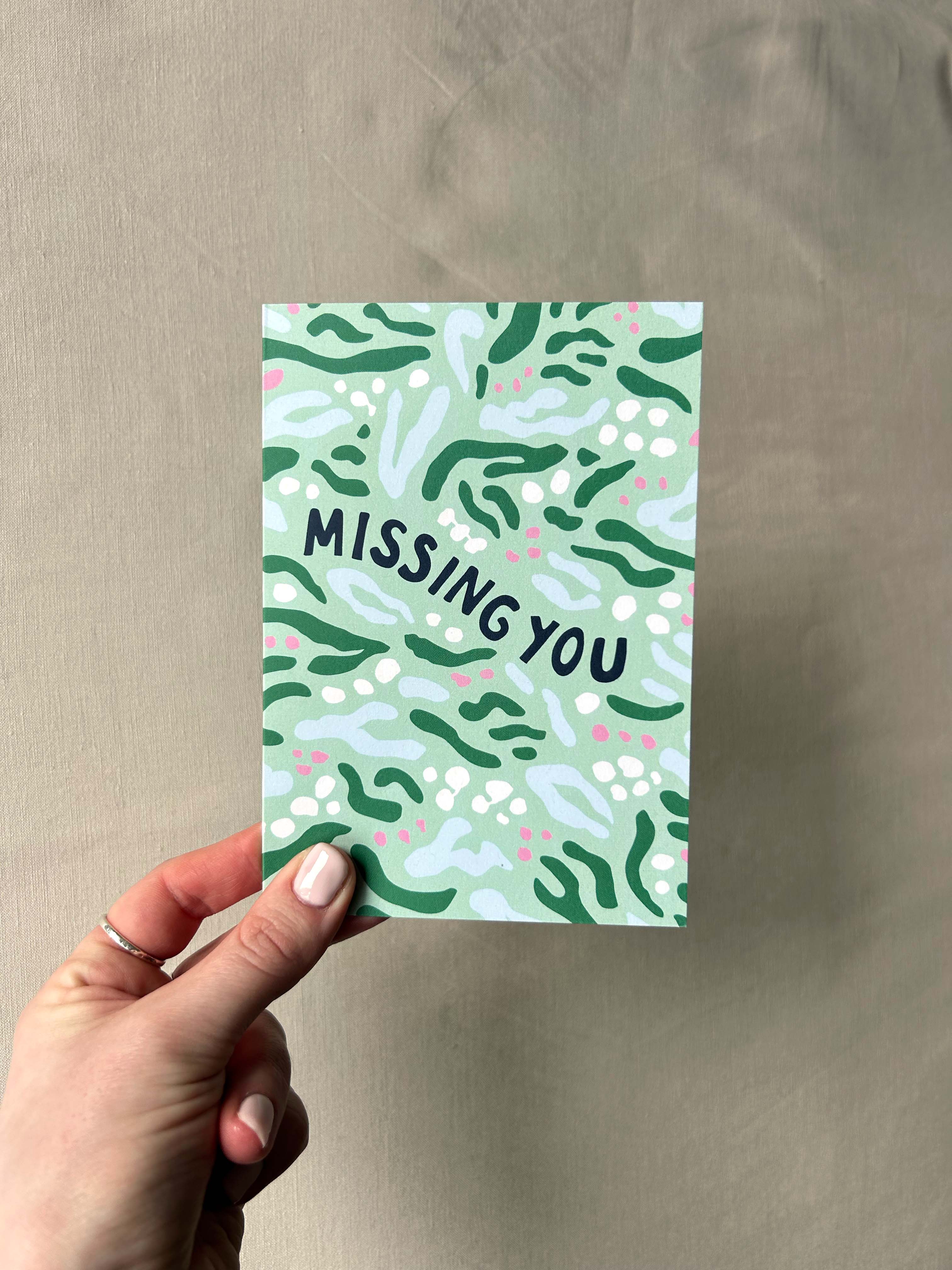 Missing You Green Greeting Card
