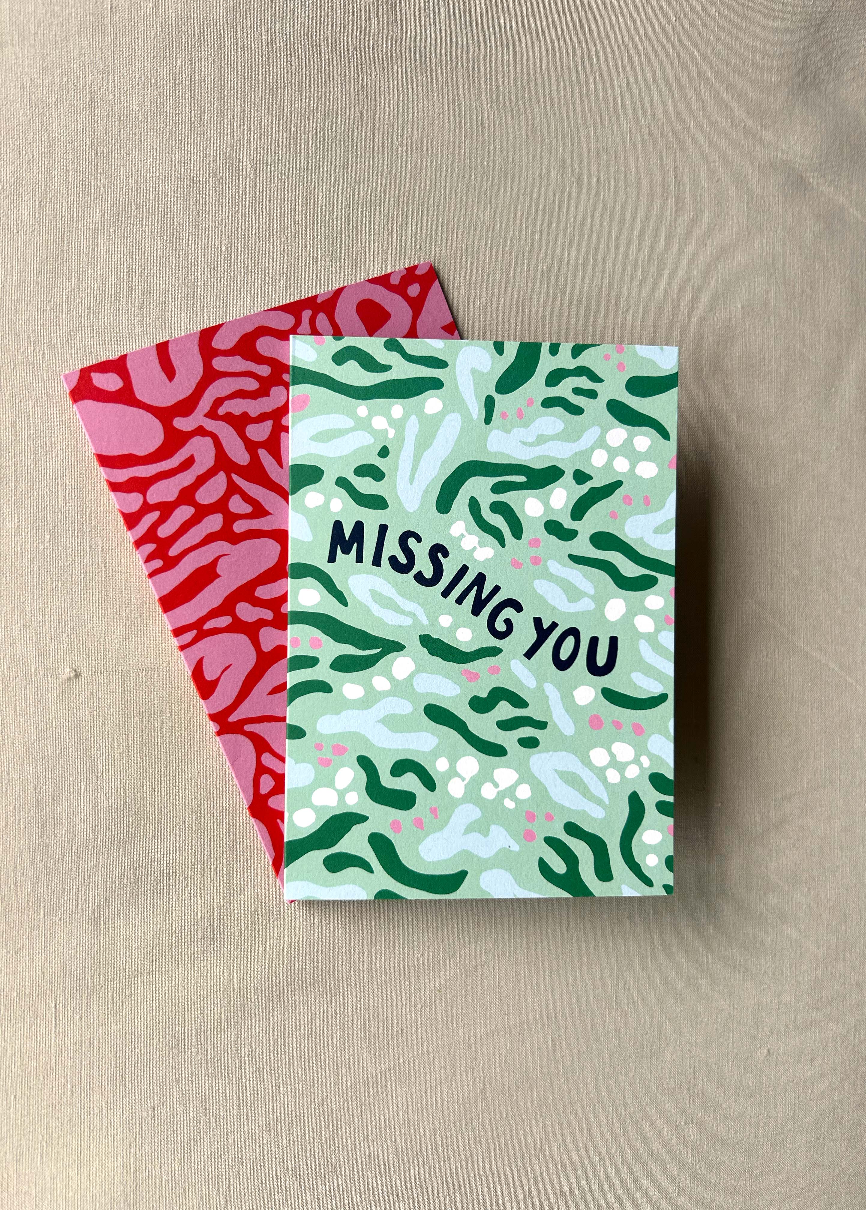 Missing You Green Greeting Card