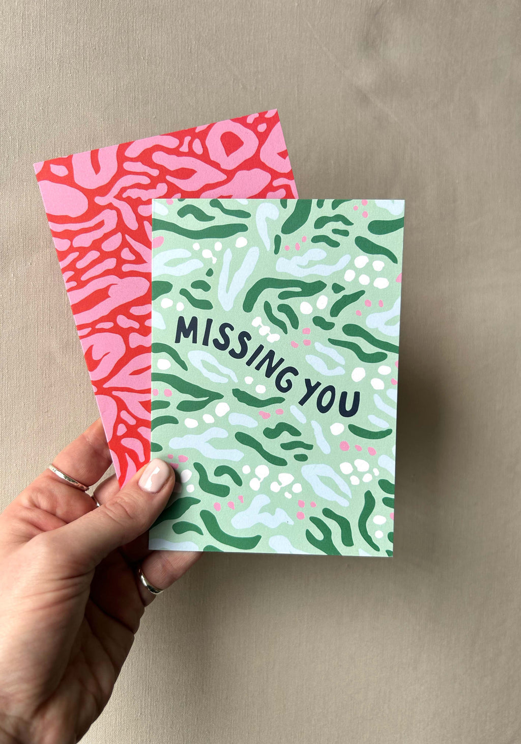 Pink and Red Pattern Greeting Card