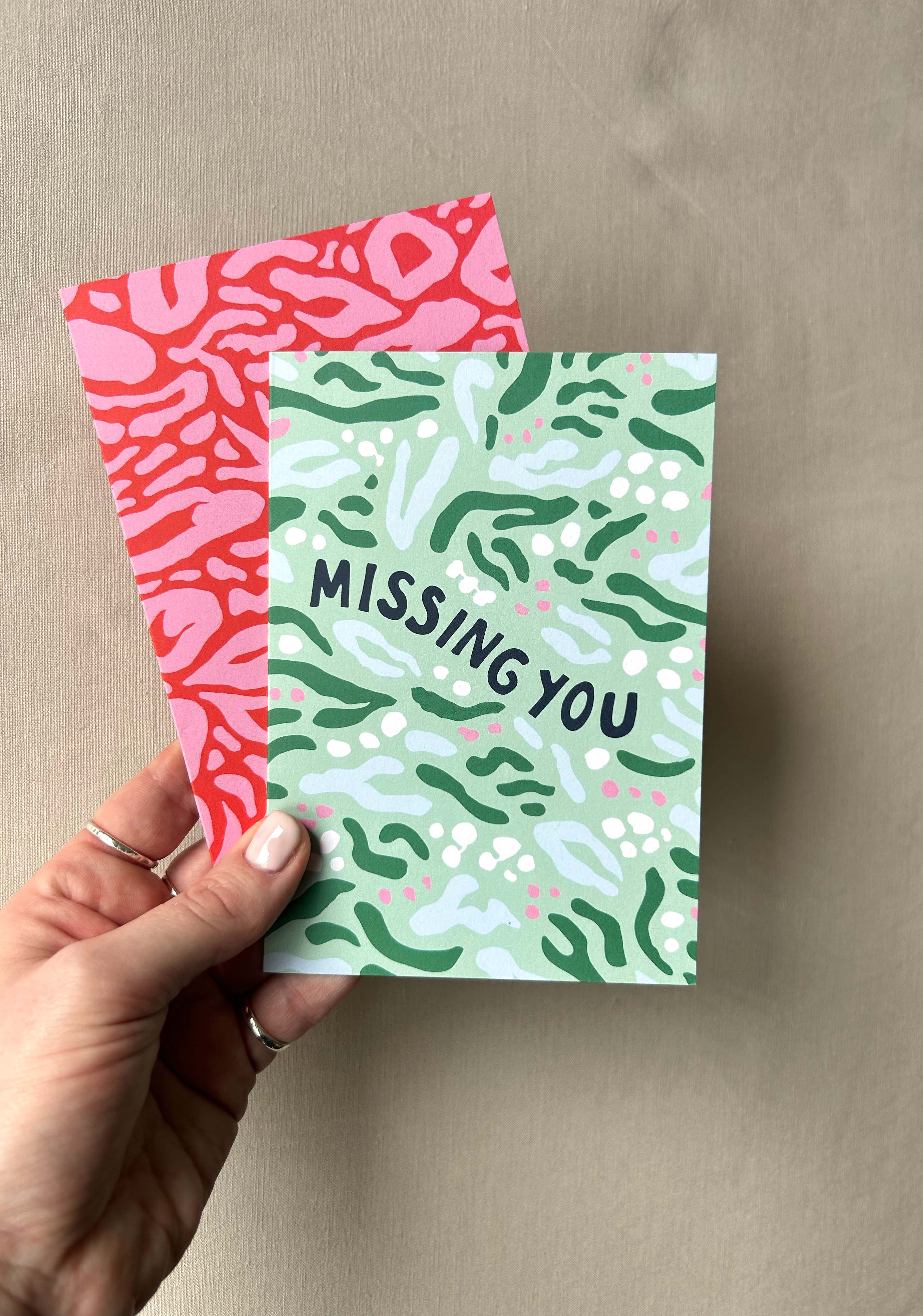Pink and Red Pattern Greeting Card