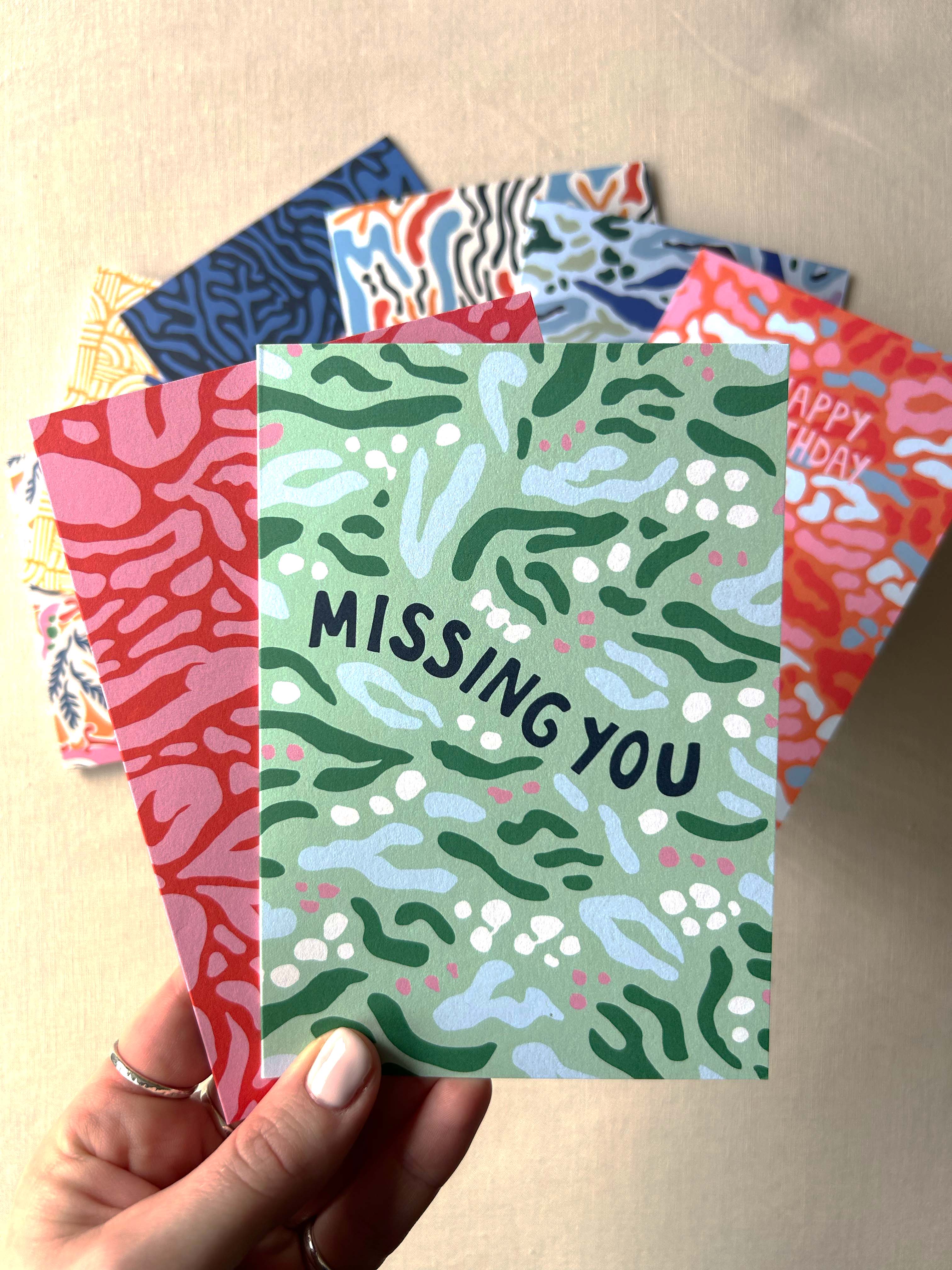 Missing You Green Greeting Card